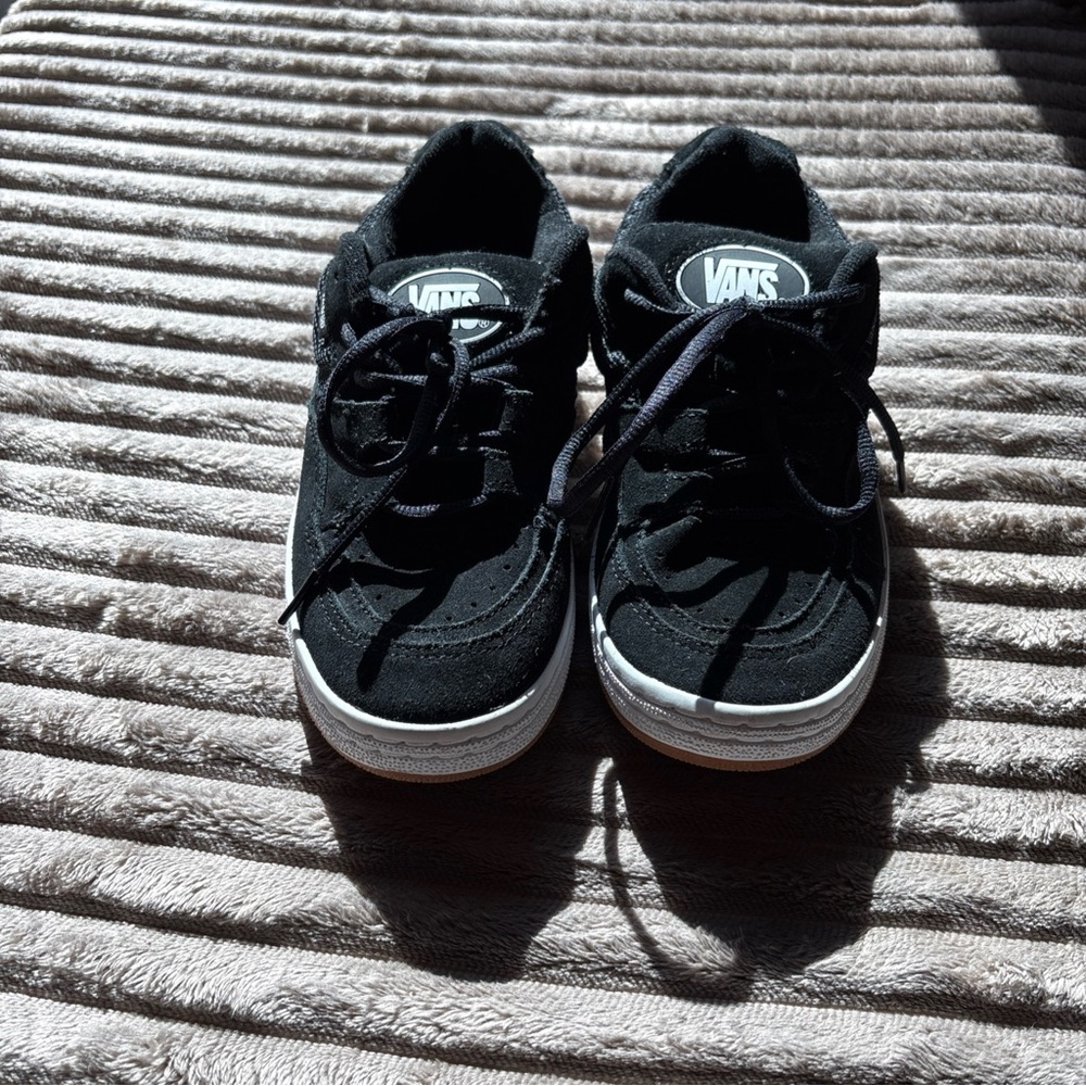 Vans Kids Black Low-Top Skate Sneakers with White Soles